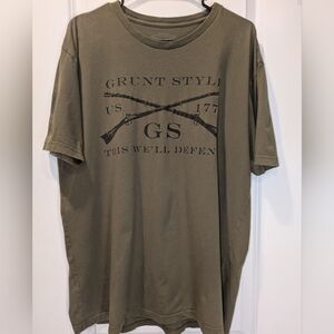 Grunt Style Men’s Graphic T-Shirt Olive Green Patriotic USA Rifle Tee Size Large